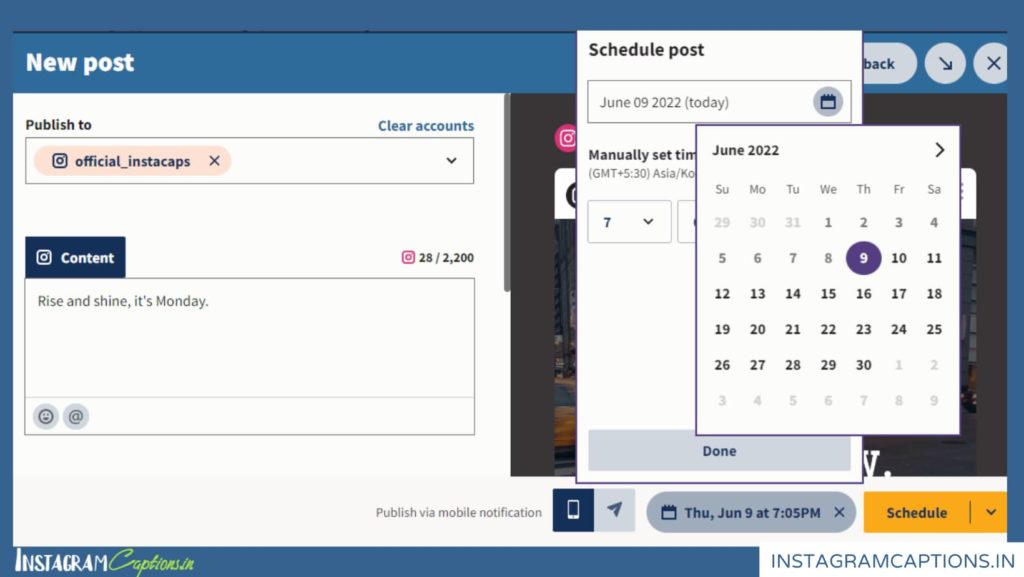 Scheduling Instagram Posts for Free